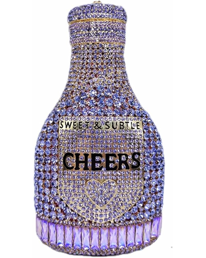 Women Champagne Bottle Rhinestone Clutch Unique Evening Bag Crystal Dinner Handbag Bride Purse for Party Cocktail Purple $53....