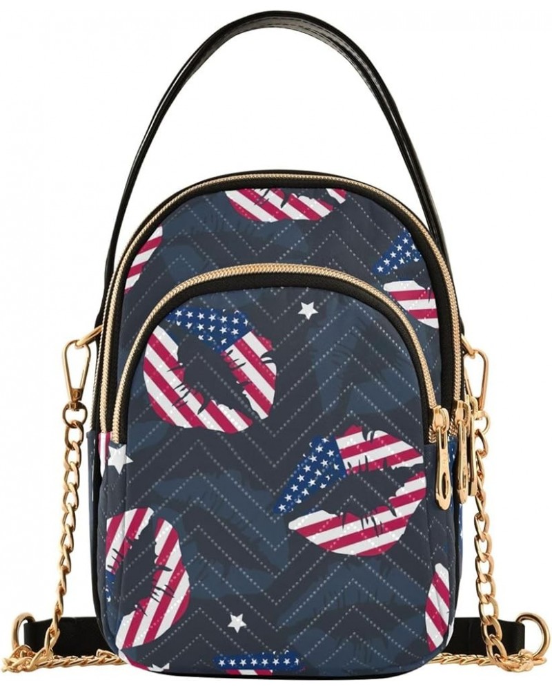 Cow Roses on Black Quilted Purse Bag Small Purse with Handle American Flag Color Lips $12.36 Crossbody Bags