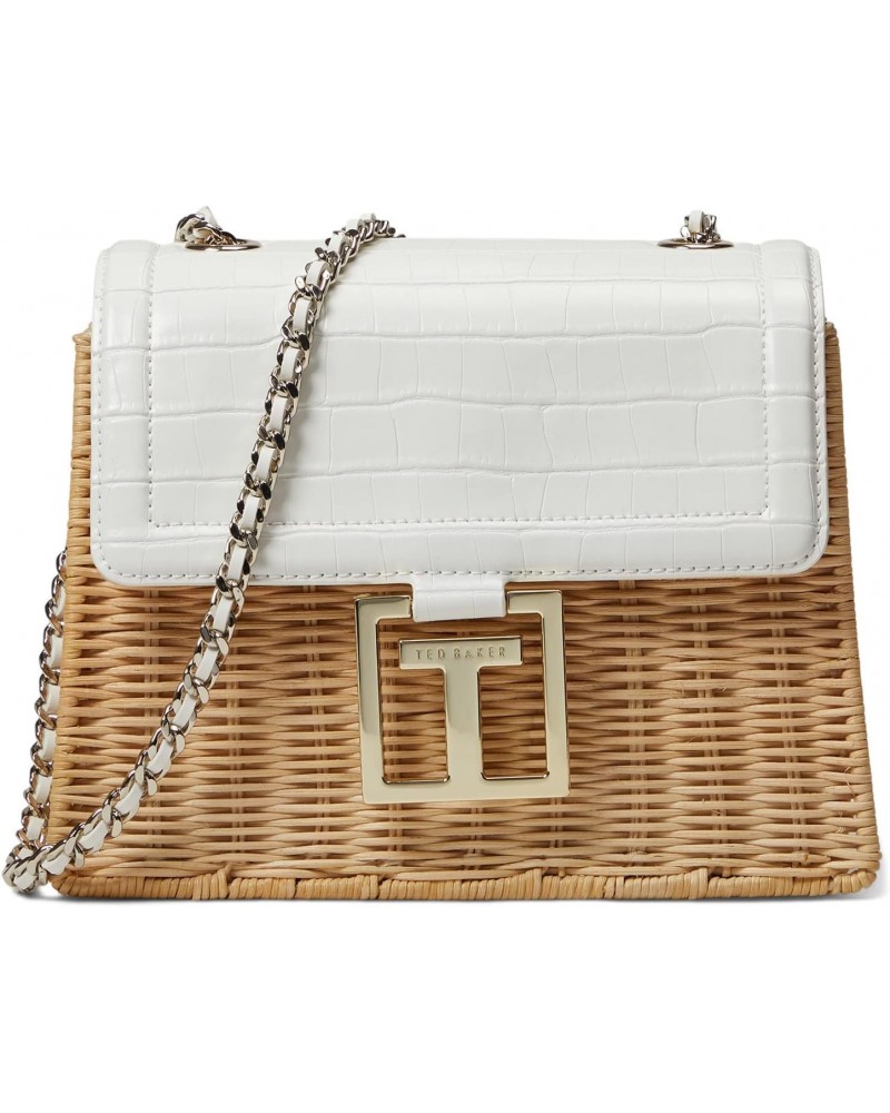 JAYLISA Top Handle Basket Cross Body Bag JAYLISI Imitation Croc Basket Bag, Ecru $83.77 Handbags