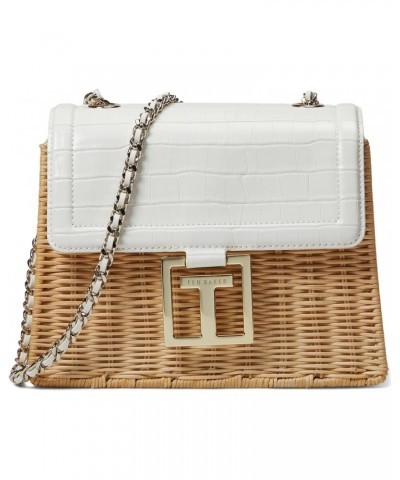 JAYLISA Top Handle Basket Cross Body Bag JAYLISI Imitation Croc Basket Bag, Ecru $83.77 Handbags