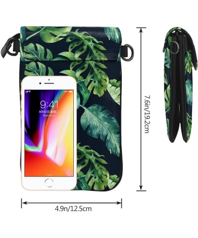 Crossbody Bag For Women,Leather Pouch Travel Cell Phone Shoulder Wallet Bag Small Bag with Credit Card Slots Tropical Palm Le...