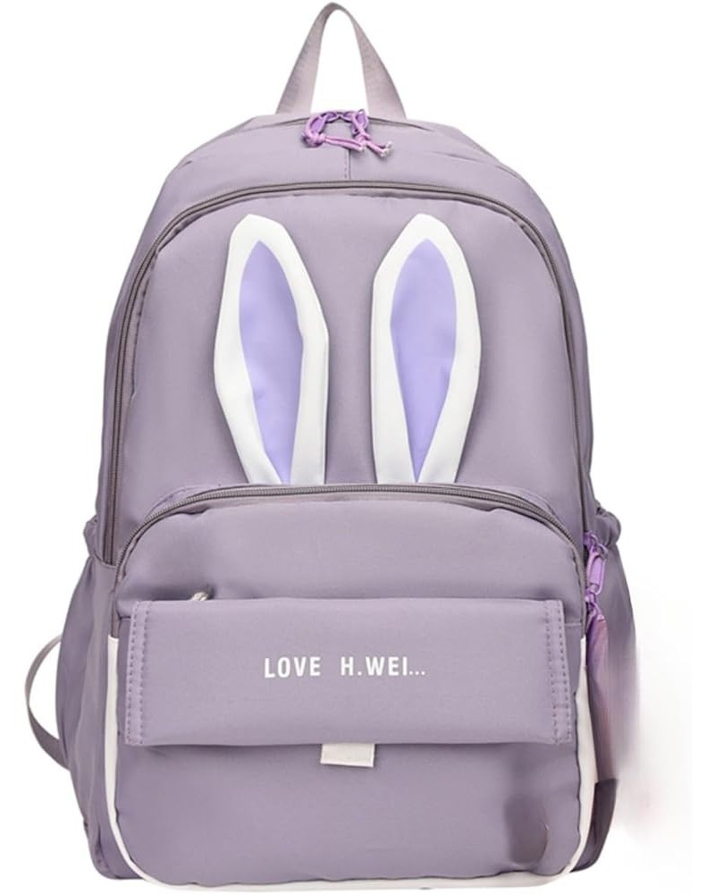 Cute Bunny Ears Backpack - Kawaii backpack, Y2k, Aesthetic Cute Backpack, Large Volume, Cute Pendant, Durable Nylon (Purple w...