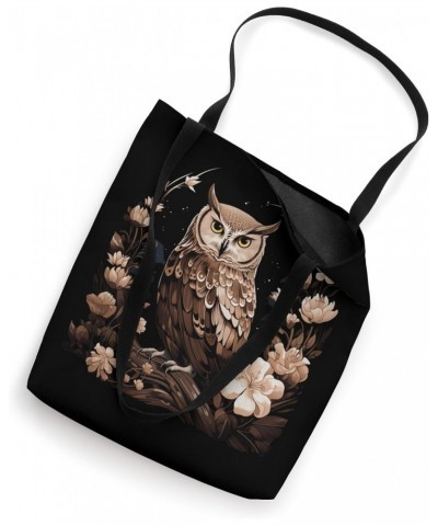 Cottagecore Nightcore Flowers Owl Tote Bag $14.03 Totes