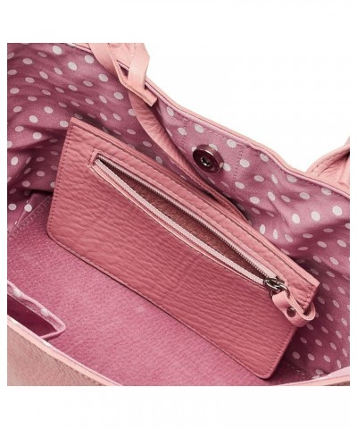 Calf Leather Tote Bag with Pouch (Suede Bottom Plate, Small) Outer Material: Pastel Pink X (Lining) Pastel Pink Polka Dots $2...