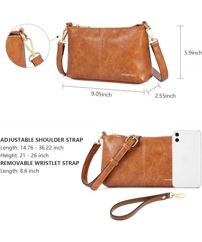 Crossbody Bag for Women Vegan Leather Wallet Purses Satchel Shoulder Bags Small Size Leather-bright Brown $13.20 Crossbody Bags