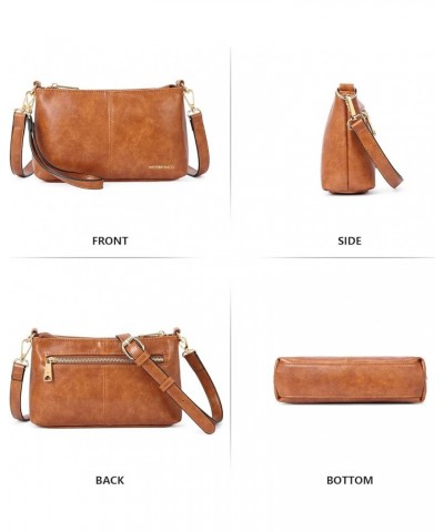 Crossbody Bag for Women Vegan Leather Wallet Purses Satchel Shoulder Bags Small Size Leather-bright Brown $13.20 Crossbody Bags