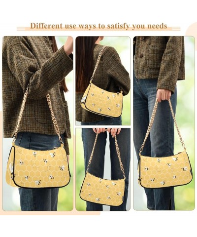 Tropical Green Leaves Chain Shoulder Bag for Women Tote Bag Women Fashion Handbags for Women Yellow Bees Honey Honeycombs $15...