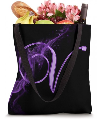 V Purple Smoke Fire Black Initial Monogram Letter Name Art Tote Bag $11.80 Totes