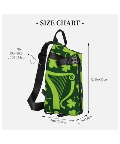 Crossbody Sling Backpack Green-Irish-Harps-Shamrocks Travel Hiking Chest Daypack One Strap Shoulder Bag $15.50 Crossbody Bags