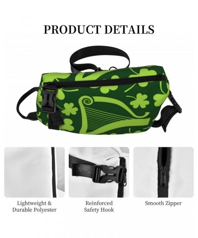 Crossbody Sling Backpack Green-Irish-Harps-Shamrocks Travel Hiking Chest Daypack One Strap Shoulder Bag $15.50 Crossbody Bags