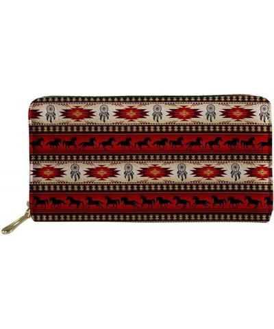 Flowers Print Women Long Wallet PU Leather Coin Clutch Purse Card Holder for Girls Gift Zipper Red $9.43 Wallets