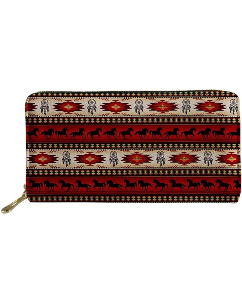 Flowers Print Women Long Wallet PU Leather Coin Clutch Purse Card Holder for Girls Gift Zipper Red $9.43 Wallets