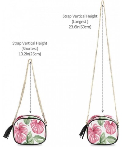 Crossbody Purse Small Crossbody Bags Shoulder Handbags Pink Tropical Leaves for Women $12.99 Shoulder Bags