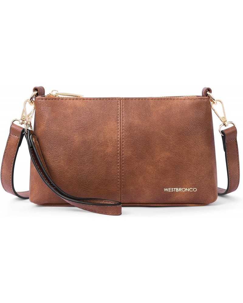 Crossbody Bag for Women Vegan Leather Wallet Purses Satchel Shoulder Bags Small Size Leather-brown $16.79 Crossbody Bags