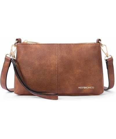 Crossbody Bag for Women Vegan Leather Wallet Purses Satchel Shoulder Bags Small Size Leather-brown $16.79 Crossbody Bags