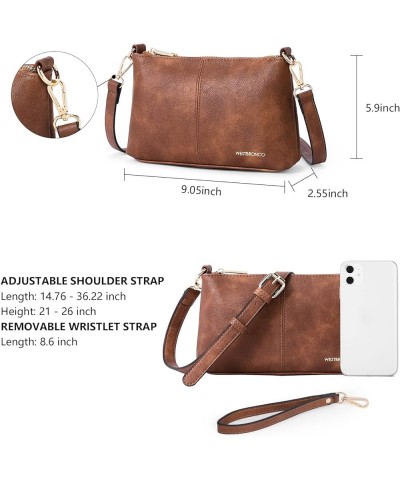 Crossbody Bag for Women Vegan Leather Wallet Purses Satchel Shoulder Bags Small Size Leather-brown $16.79 Crossbody Bags