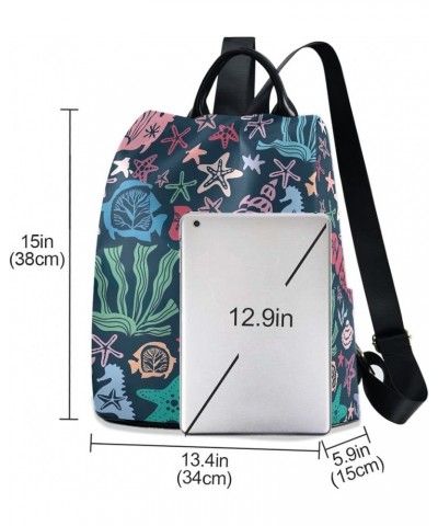 Backpack Purse for Women Duck Flower on Light Yellow Anti Theft Travel Bag Fashion Pompom Backpack for Hiking Sea Underwater ...