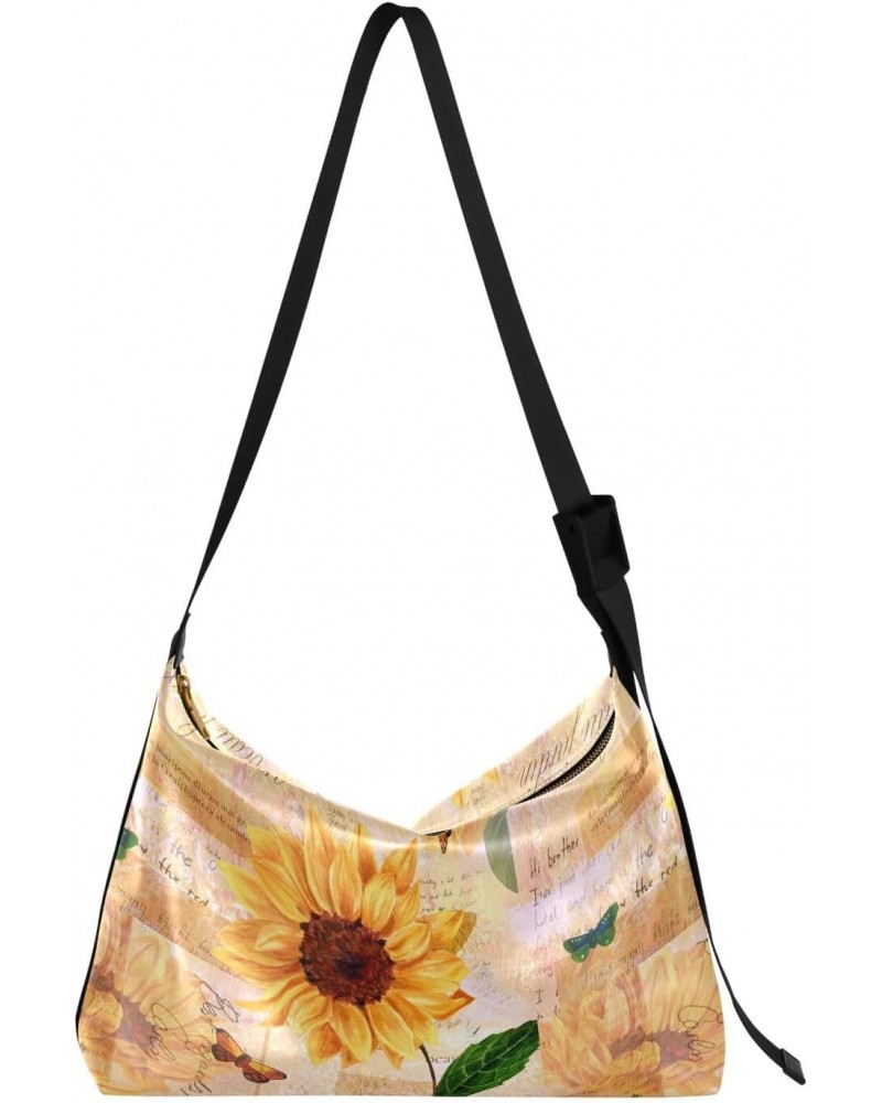 Sunflowers Butterflies Hobo Bags for Women Leather Purses Crossbody Bag Shoulder Bag Handbag for Travel Work Gifts $13.86 Hob...