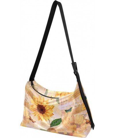 Sunflowers Butterflies Hobo Bags for Women Leather Purses Crossbody Bag Shoulder Bag Handbag for Travel Work Gifts $13.86 Hob...