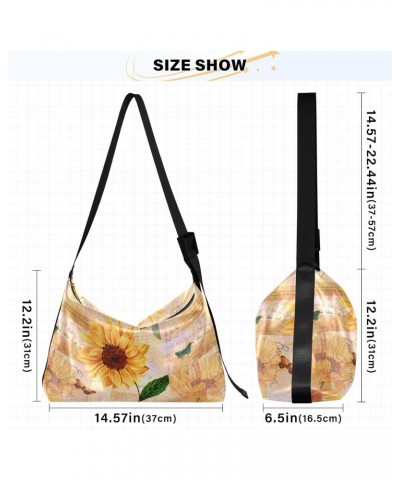 Sunflowers Butterflies Hobo Bags for Women Leather Purses Crossbody Bag Shoulder Bag Handbag for Travel Work Gifts $13.86 Hob...