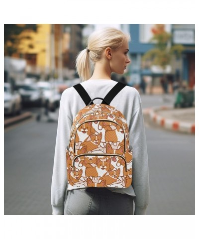 Travel Backpack Purse for Women Fashion Anti-theft Work Casual Brown White Doodle Dogs Daypack Shoulder Bag Medium Size Mediu...