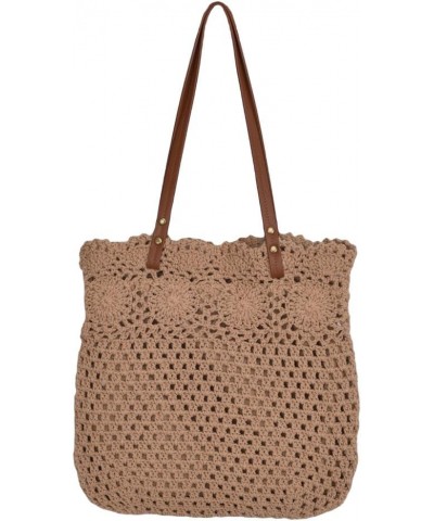 Beach Bags for Women Knit Straw Hobo Bag Hollow Out Summer Bag Shoulder Bag Purses 2024 Khaki $13.32 Shoulder Bags