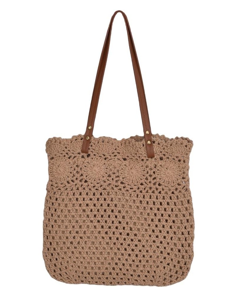 Beach Bags for Women Knit Straw Hobo Bag Hollow Out Summer Bag Shoulder Bag Purses 2024 Khaki $13.32 Shoulder Bags