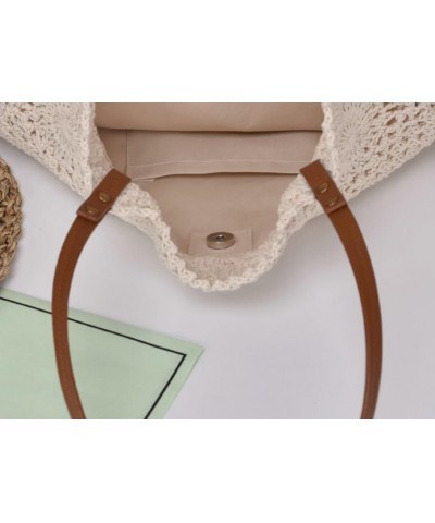 Beach Bags for Women Knit Straw Hobo Bag Hollow Out Summer Bag Shoulder Bag Purses 2024 Khaki $13.32 Shoulder Bags