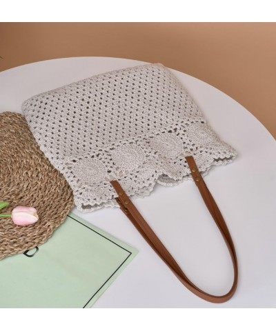 Beach Bags for Women Knit Straw Hobo Bag Hollow Out Summer Bag Shoulder Bag Purses 2024 Khaki $13.32 Shoulder Bags