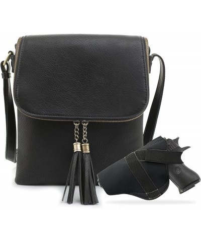 Cheyanne Concealed Carry Crossbody Bag with Lock and Key Tassel- Black $26.65 Crossbody Bags