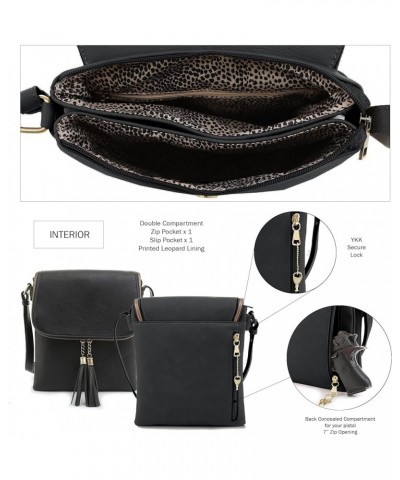 Cheyanne Concealed Carry Crossbody Bag with Lock and Key Tassel- Black $26.65 Crossbody Bags