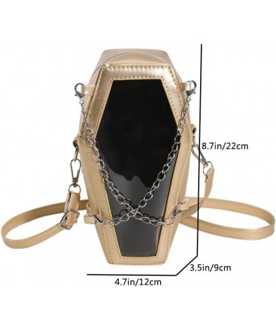 Creative PVC PU Shoulder Bag Halloween Underarm Bag Coffin Shape Phone Bag Women Crossbody Bag for Office Travel Make Gold $1...