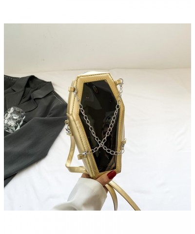 Creative PVC PU Shoulder Bag Halloween Underarm Bag Coffin Shape Phone Bag Women Crossbody Bag for Office Travel Make Gold $1...