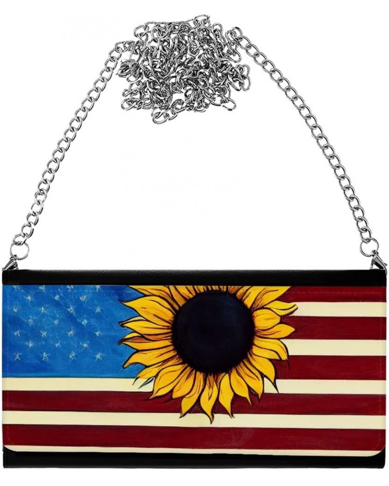 Sunflower Design Women's Wallet Clutch - American Flag Clutch for Women - Printed Women's Wallet Clutch $24.74 Clutches