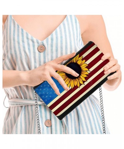 Sunflower Design Women's Wallet Clutch - American Flag Clutch for Women - Printed Women's Wallet Clutch $24.74 Clutches