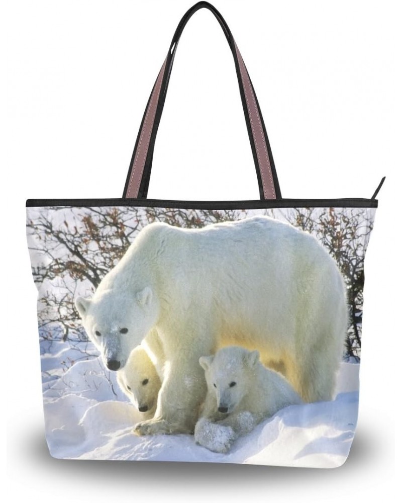 Cooper girl Polar Bear Family Tote Bag Top Handle Handbag Shoulder Bag Large Capacity $18.90 Totes