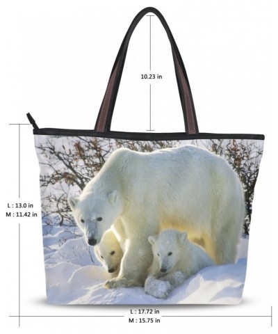 Cooper girl Polar Bear Family Tote Bag Top Handle Handbag Shoulder Bag Large Capacity $18.90 Totes