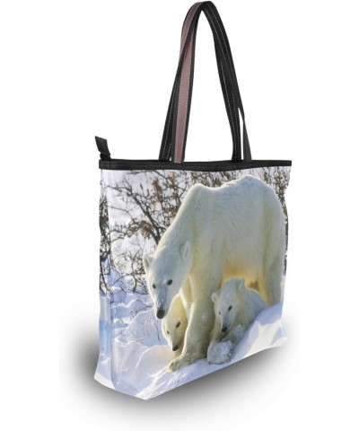 Cooper girl Polar Bear Family Tote Bag Top Handle Handbag Shoulder Bag Large Capacity $18.90 Totes