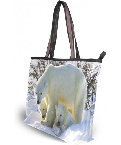 Cooper girl Polar Bear Family Tote Bag Top Handle Handbag Shoulder Bag Large Capacity $18.90 Totes