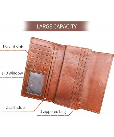 Women'S Wallet, RFID Barrier Large Capacity Zippered Wallet, Flip Wallet Clutch Organizer (Long) Long $17.97 Wallets