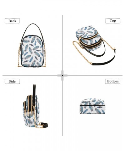 Women Crossbody Handbag Feathers Blue Quilted Chain Bag $11.18 Crossbody Bags