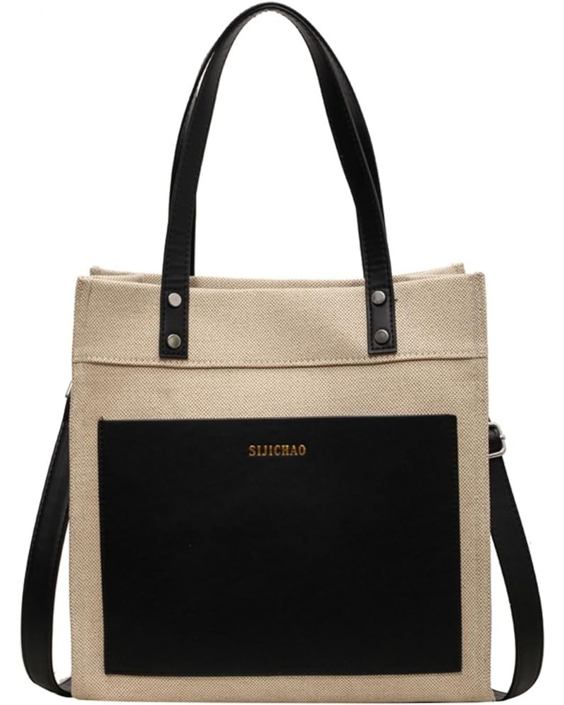 Canvas Tote Bag Large Tote Bags Satchel Work Tote Crossbody Tote Bag Tote Purse Designer Tote Bags for Women (Black,Large) Bl...