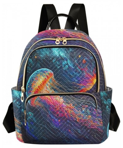 Backpack Purse for Women Flame Jellyfish Colorful, Mini Fashion Backpack Lightweight Casual Daypack Shoulder Bag Travel Backp...