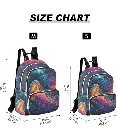 Backpack Purse for Women Flame Jellyfish Colorful, Mini Fashion Backpack Lightweight Casual Daypack Shoulder Bag Travel Backp...