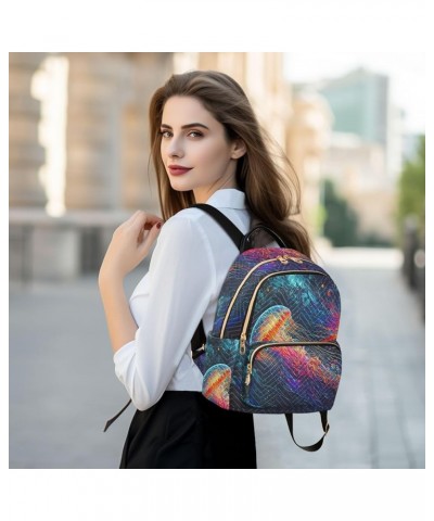 Backpack Purse for Women Flame Jellyfish Colorful, Mini Fashion Backpack Lightweight Casual Daypack Shoulder Bag Travel Backp...