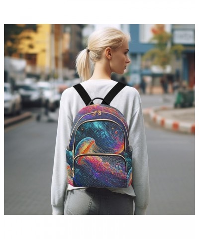 Backpack Purse for Women Flame Jellyfish Colorful, Mini Fashion Backpack Lightweight Casual Daypack Shoulder Bag Travel Backp...