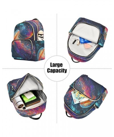 Backpack Purse for Women Flame Jellyfish Colorful, Mini Fashion Backpack Lightweight Casual Daypack Shoulder Bag Travel Backp...