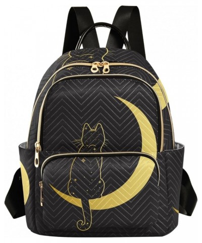 Cute Cat Crescent Moon Small Backpack Purse for Women Travel Bag Fashion Daypack Back Pack Shoulder Bag Medium Cat $15.40 Bac...