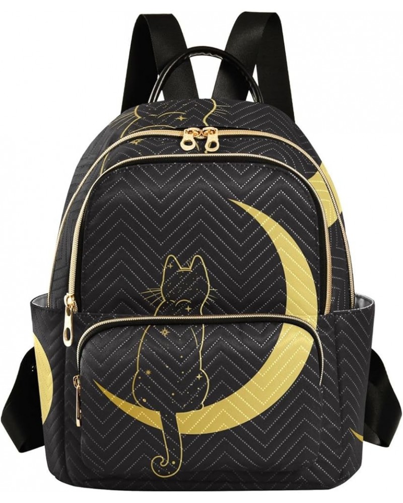 Cute Cat Crescent Moon Small Backpack Purse for Women Travel Bag Fashion Daypack Back Pack Shoulder Bag Medium Cat $15.40 Bac...