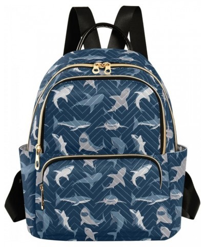 Shark Sea Fish Quilted Backpack for Women Travel Bags Shoulder Bag Purse for Work Nurse Daily M Medium $14.57 Backpacks